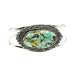 Mae Peshlakai Native American Turquoise Cuff Bracelet Sterling Silver 7 Inches